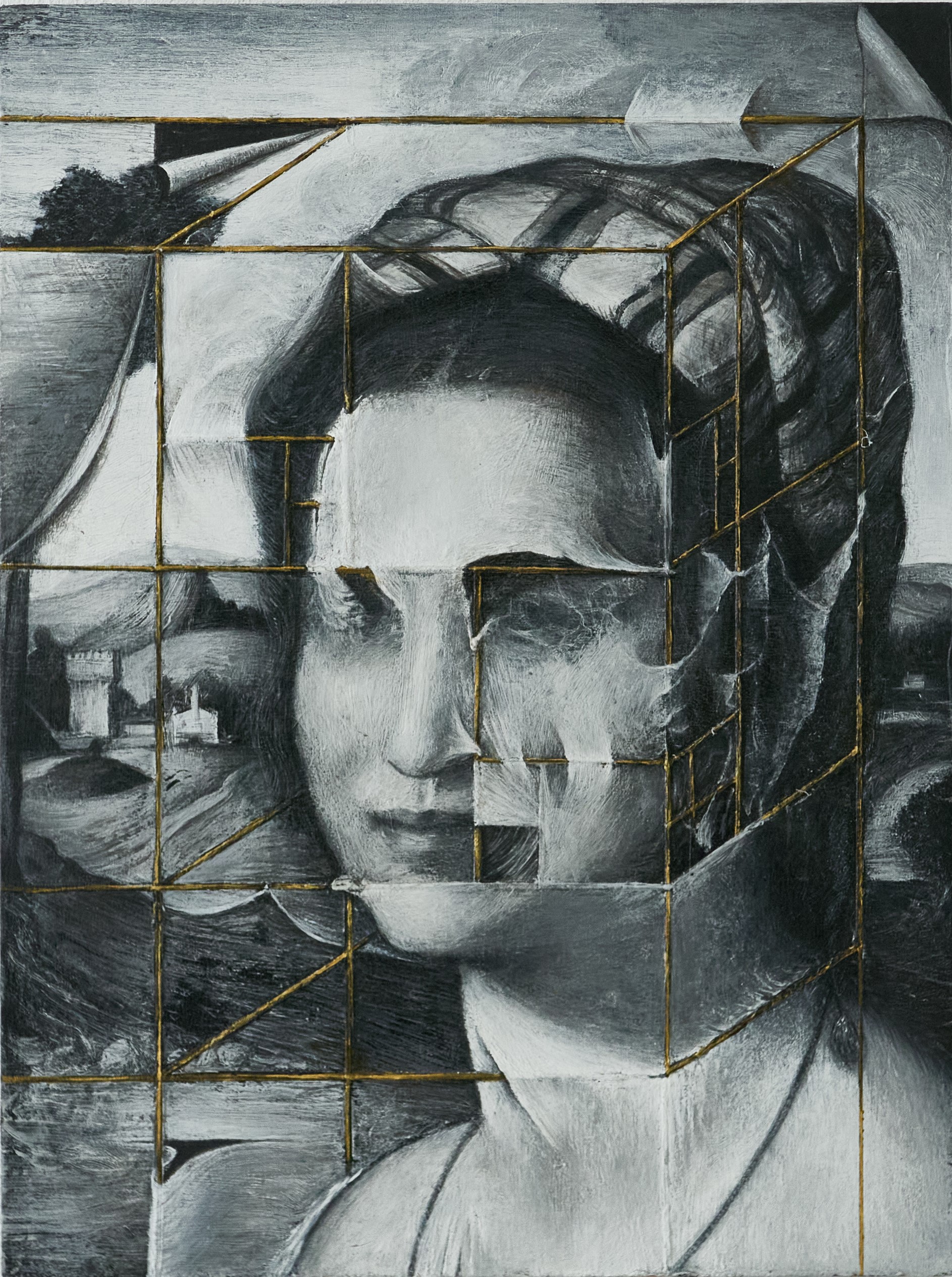 2 - Fibonacci's girl Acrylics and oil on wood 30x40x2cm